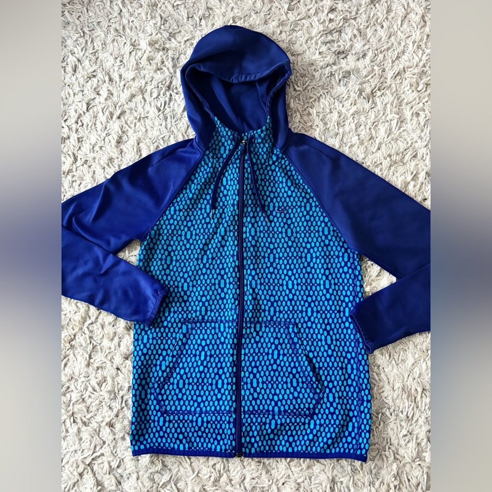 NIKE Hoodie Womens XS THERMA FIT All Time Mirror Full Zip Performance blue